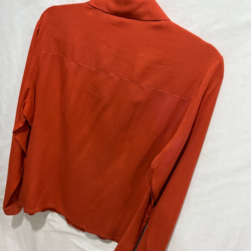 Anna and Frank 100% Silk Terracotta Button Down Blouse‎ Large Old Money Luxury - Picture 9 of 15